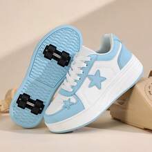 Teenagers' Roller Skates, 4-Wheel Detachable, Multifunctional Heelys For Boys, Casual Sports Shoes With Star Laces, Suitable For All Seasons