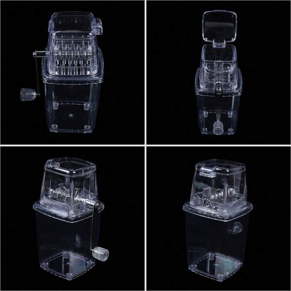 Transparent Hand-Crank Ice Crusher For Home Use, Transparent Hand Crank Ice Crusher, Suitable For Making Cold Drinks, Milk Tea, Smoothies, Milkshakes, Chilled Beer, Cold Cuts/Salads/Dips, And More, Stainless Steel, Clear