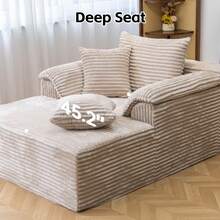 48.8'' Oversized Cloud Sectional Sofa Bed – Double Lounge Chaise With Boneless Fluffy Design, Plush Cushions & No Assembly Required, Modern Sleeper Loveseat For Small Spaces, Living Room, Apartment, Movie Night - Beige - View 6