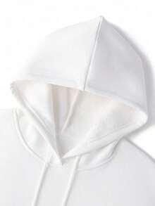 SU ER Men's Casual Chinese Character Print Hooded Sweatshirt With Pocket, Autumn/Winter - 白色 - 查看 6