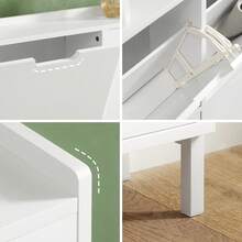 SoBuy 4 Flip-Drawers Shoe Cabinet Shoe Rack Shoe Storage Cupboard Organizer Unit Light Green W100 X D19 X H90cm FSR100-GR - Green - View 11