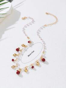 1 件心形苹果吊坠项链，手工珐琅水果樱桃项链，百搭时尚女士珠宝 - 粗鏈櫻桃款-紅色 - 查看 5