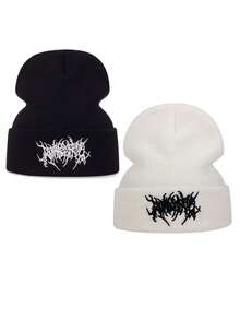 قبعة صغيرة مطرزة بندبة للرجال الكاجوال الجوتية، قبعة نسائية أنيقة للتزلج في الشارع، قبعة دافئة وعملية للطقس البارد، قبعة فضفاضة، قبعة شتوية دافئة من نوع هاراجوكو Y2K بنكية، قبعة محبوكة ناعمة