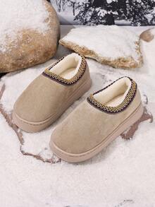 1 Paio di pantofole da donna con suola spessa e termiche, pantofole in pile antiscivolo per interni adatte per la maternità, ideali per Natale, autunno/inverno - Cachi - Visualizzare 4