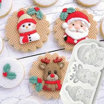 1pc Christmas Theme Silicone Fondant Mold Set - Latex Free, Silicone Molds For Cake Decorating, Gum Paste, Resin Crafts - Snowman, Reindeer & Holly Designs Christmas Christmas Decorations Christmas Pajamas Christmas Gifts Christmas Decor