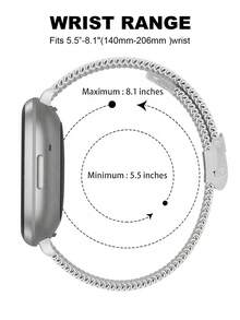 Luxuriöses Metallgitter-Armband kompatibel mit Versa 4 / Versa 3 / Sense - atmungsaktives, leichtes Edelstahl-Armband mit Schnalle, verstellbares Milanaise-Armband, Unisex Mode Business Lässig Smart Watch Zubehör - Silber - Übersicht 5