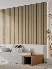 10PCS 23.6"X11.8" /19.4 Sq. Ft Wood Grain Grille Peel And Stick Wall Panels ,Waterproof PVC Self-Adhesive Backsplash Tiles - Wallpaper For Kitchen, Living Room, Bedroom, TV Wall (Glossy)