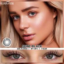 EYESHARE 2pcs/1Pair Natural Colored Contact Lenses For Brown Eyes, Makeup Contact Lenses, Blue Contact Lenses For Beauty Pupils Yearly Use, Cosmetic Gray Lenses,14.0mm - Non-Prescription - 黑色 - 查看 2