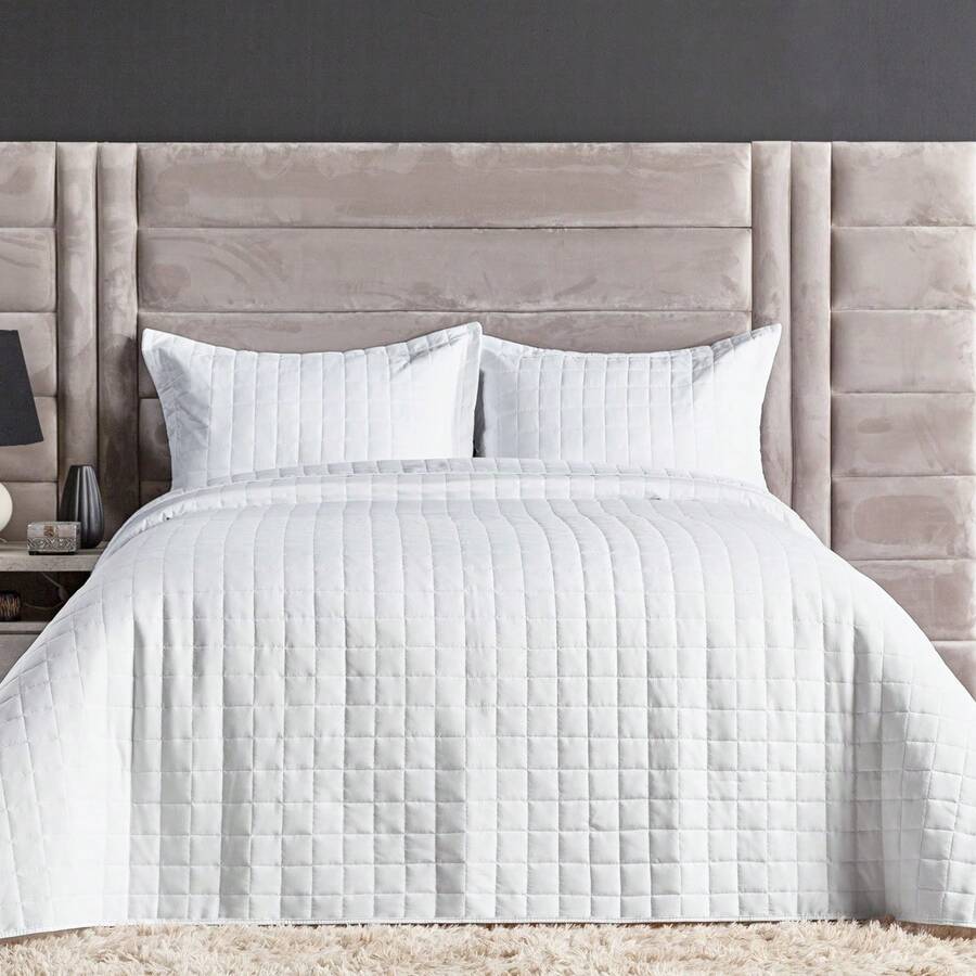 Premium 300 Thread Count Bedspread With Pillowcase - trắng - Xem 1