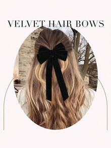 2 piezas Lazos de terciopelo para el cabello de niñas color borgoña, Clips de cabello de terciopelo, Sujetadores de cola de caballo, Accesorios para el cabello fino para adolescentes, Accesorios para el cabello para fiesta de graduación y cumpleaños - Multicolor - Ver 8