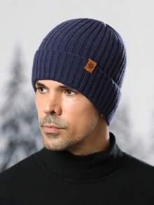 男士冬季针织帽，带保暖内衬，条纹可爱街头风休闲针织帽，纯色保暖无檐帽，适合派对、家庭聚会、朋友聚会、户外活动、驾车、日常寒冷天气佩戴，男士礼物 - 彩色 - 查看 12