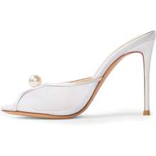 Mesh Mule Heels With 4 Inch Stiletto Heel - 米色 - 查看 7