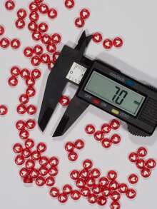 100-1000 Stücke Acryl-Herzperlen, rot mit weißem Herzmuster, für Schmuckherstellung, DIY Basteleien