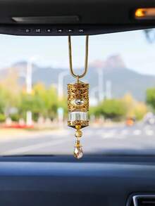 1Pc Car Diamond Rotatable Perfume Pendant – Refillable DIY Fragrance Container, Elegant Metal Aromatherapy Pendant For Rearview Mirror, Deodorizing & Decorative, High-End Car Interior Accessory,Car Aromatherapy Metal Pendant, Car Fragrance Essential Oil Pendant(No Liquid)