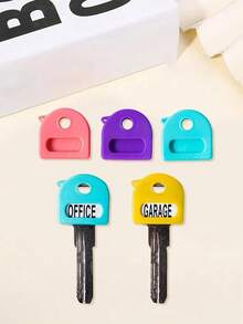 9件套钥匙识别套装/硅胶钥匙套/钥匙套/九色钥匙套。硅胶弹性键帽套装，灵活钥匙套，钥匙识别标签盖，易于识别。钥匙挂钩，家居日用品。（颜色随机）