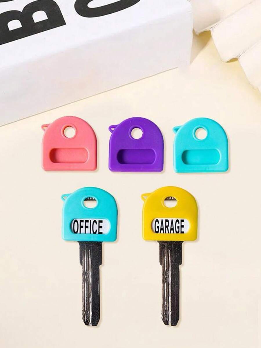 9件套钥匙识别套装/硅胶钥匙套/钥匙套/九色钥匙套。硅胶弹性键帽套装，灵活钥匙套，钥匙识别标签盖，易于识别。钥匙挂钩，家居日用品。（颜色随机）
