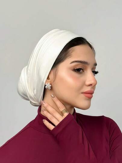 Al Najma 1pc Women's Instant Classic Solid Color Hijab, 3 Different Wearing Methods, Versatile & Practical Elastic Headscarf, Soft & Comfortable Modal Fabric, Suitable For Daily Wear, Sports, Yoga For Dress