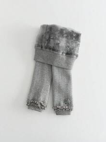 1 件婴儿女孩厚实保暖柔软打底裤，舒适紧身裤，适合新生儿和幼儿