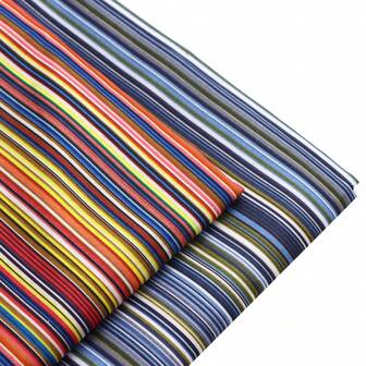 1 块彩色条纹印花面料，预切 19.68x59 英寸床单，100% 涤纶，鲜艳的几何条纹图案，适合绗缝，适用于 DIY 工艺品、缝纫、家纺、DIY 钱包、小袋、包袋制作，非常适合垫子、枕头、被子和 DIY 项目