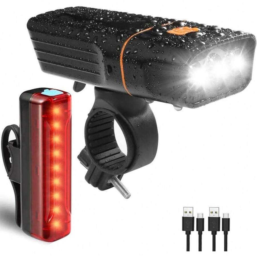 Luz de Bicicleta de 1000 Lúmenes con Luz Trasera Recargable, Impermeable, Linterna de Adecuada para Ciclismo, Camping, Senderismo, Etc. - 1 - Ver 1