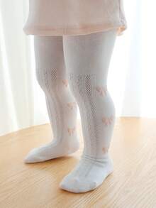 2pcs Baby Girls' Autumn Butterfly & Heart Print Tights, Cute & Ladylike For Daily Basic Matching