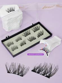 2 对磁性睫毛，柔软卷曲，浓密，易于佩戴磁性半睫毛条状睫毛，睫毛，睫毛，假睫毛 - 黑色 - 查看 4