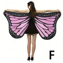 女士万圣节派对蝴蝶翅膀披肩，成人节日服装披肩，女士万圣节/派对蝴蝶翅膀套装，柔软面料蝴蝶披肩仙女服装配饰套装 - 彩色 - 查看 9