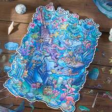 3 arkusze naklejek z miniaturowymi krajobrazami + 1 arkusz tektury z motywem sceny, odpowiednie do scrapbookingu, planera, rękodzieła, dużych rozmiarów - Wielokolorowe - Zobacz 5