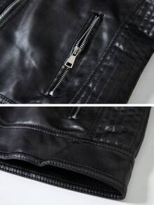 女士皮夹克，带保暖内衬，秋冬季保暖 - 黑色 - 查看 6