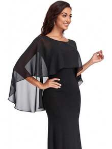 Soft Sheer Chiffon Shawl Wrap For Evening Dresses - màu đen - Xem 5