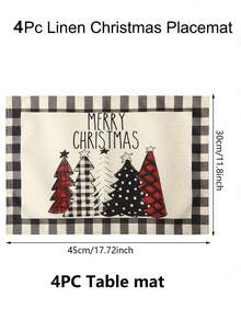 1pc Linen Merry Christmas Table Runner, Black & White Plaid Christmas Tree Pattern Table, Holiday Tabletop Decor Fabric For Winter Home Decor And Festive Celebration, Holiday Party, Christmas Party, Halloween Decoration, Holiday Decoration, Festive Decoration, Party Favor, Fun Christmas Party Decor, Christmas Holiday, Happy New Year, Christmas Decoration, Perfect Christmas Gift For Friends Christmas Decorations Home Christmas Gifts Christmas Decor