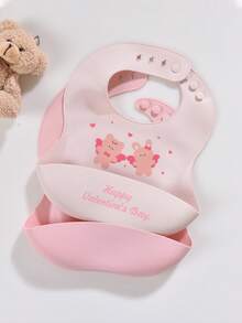 2 Stücke personalisierte Baby Lätzchen, weiche Silikon Lätzchen mit Klettverschluss, wasserdicht und fleckresistent, geeignet für Babys Jungen und Mädchen, personalisierte Geschenke mit Rosen, Einhorn, Regenbogen, Engel Motiven, ganzjährig, Valentinstag Serie - Verschiedenfarbig - Übersicht 8