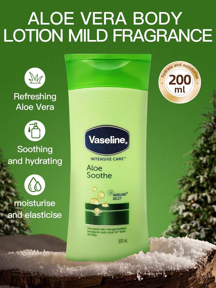 Vaseline 1瓶200毫升凡士林芦荟润肤乳，保湿、舒缓、修护，蕴含芦荟提取物和微晶冰霜，清爽保湿，适合干性和敏感性肌肤，日常身体护理 - 身體乳200ml 蘆薈 - 查看 1