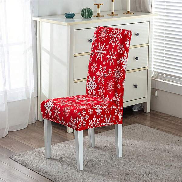 Christmas Chair Covers Snowflake Print Stretch Dining Chair Slipcovers For Home Holiday Decor