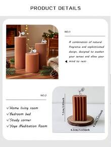 Brown Vertical Striped Tapered Cylindrical Scented Candle, European-Style Home Decor Foyer Accent, Wedding Favor Candle, Suitable For Rooms, Dining Tables And All Corners Of The Home, Ideal For Christmas Gatherings, Birthday Celebrations, Romantic Weddings And Elegant Dinners, Expressions Of Love On Valentine's Day, Heartfelt Anniversaries, And Gifts For Mothers.