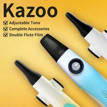 1 pieza Kazoo grande, con tono ajustable y calidad de sonido mejorada, fácil de aprender, adecuado para actuaciones en solitario o como acompañamiento improvisado para guitarra, ukelele, violín, piano y talla grande, también es un gran regalo de cumpleaños u ocasión festiva, disponible en varios colores