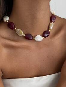 1pc Bohemian Asymmetrical Beaded Pendant Necklace With Geometric, Water Drop, Sunflower, Flame, Heart Elements, Elegant Luxury Jewelry For Wedding, Party, Vacation, Daily Casual, Street Snap, Women & Couples, Holiday & Birthday Gift