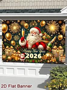 1 件圣诞老人新年快乐横幅 2026 150 * 100 厘米闪亮烟花和酒瓶图案新年背景 2D 平面照片展位节日背景布装饰壁挂挂毯房间家居装饰新年快乐 2026 年装饰家庭庆祝欢呼 - 彩色 - 查看 11
