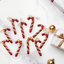 10pcs Christmas Tree Ornament Plastic Candy Cane Hanging Ornament Portable Party Decorations Holiday Present