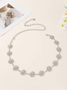 1 件时尚优雅向日葵锌合金腰链，适合女性在秋季、万圣节等场合佩戴，也适合上学、秋季或万圣节穿着。