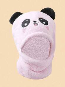 3/1 件帽子手套套装，防风防寒加厚保暖熊猫形毛绒帽子和针织手套。 - 彩色 - 查看 4