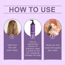 EELHOE 2pcs Purple Collagen Anti Yellowing Hair Care Set, Shampoo With Hair Conditioner, Repairing Split Ends, Removing Yellowing And Fixing Color, Making Hair Smooth And Soft, Suitable For All Hair Types - Purple - View 11