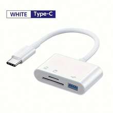 3-In-1 SD Card Reader Adapter, Camera Viewer, Portable Plug And Play For SD/TF/Micro SD Cards - White - View 14