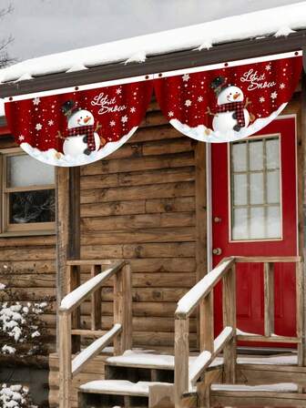 1 PIEZA Bandera con forma de abanico para decoración del festival de Navidad, con diseños lindos de muñeco de nieve, árbol de Navidad, coche, Papá Noel, renos, adecuado para decoración navideña, empaque de regalos, obsequios festivos, decoración de jardín al aire libre, productos para ambiente festivo
