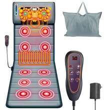 Portable Full Body Electric Massage Mat W/ Heat 10 Vibration Heating Pad Massage Mattress - 美規A型插(110-127V) - 查看 11