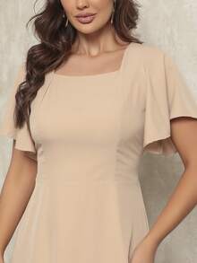 Women's Midi Dress With Sleeves - Màu be - Xem 2