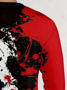 男士扎染印花长袖 T 恤和抽绳腰长裤 2 件套休闲西装套装，春夏秋装 - 彩色 - 查看 5