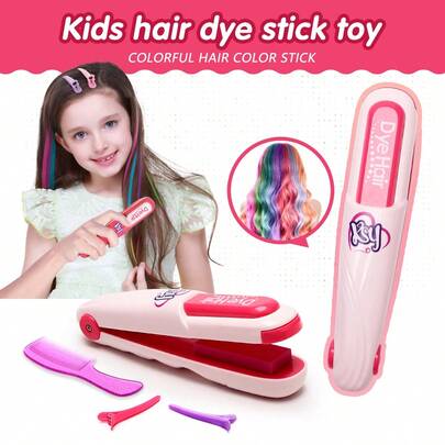 Hairdresser Toys, Dress Up Accessory Toys, DIY Hair Accessories Set, Girls Hairstyle Set, Hair Dye Stick, Hair Clips, Comb, Children Stylist Role Play, Hair Tools, Dye Beautifully Styled Game Design (Washable), Play House Princesses Ideal Birthday Gift, Holiday Gifts