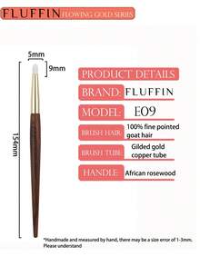 1支 FLUFFIN E09 眼影晕染刷，眼影晕染眼线细节化妆刷，100% 细尖山羊毛，铜箍和非洲红木手柄，化妆工具，眉刷，眼影刷，螺旋刷，赠品 - 紅木色 - 查看 7