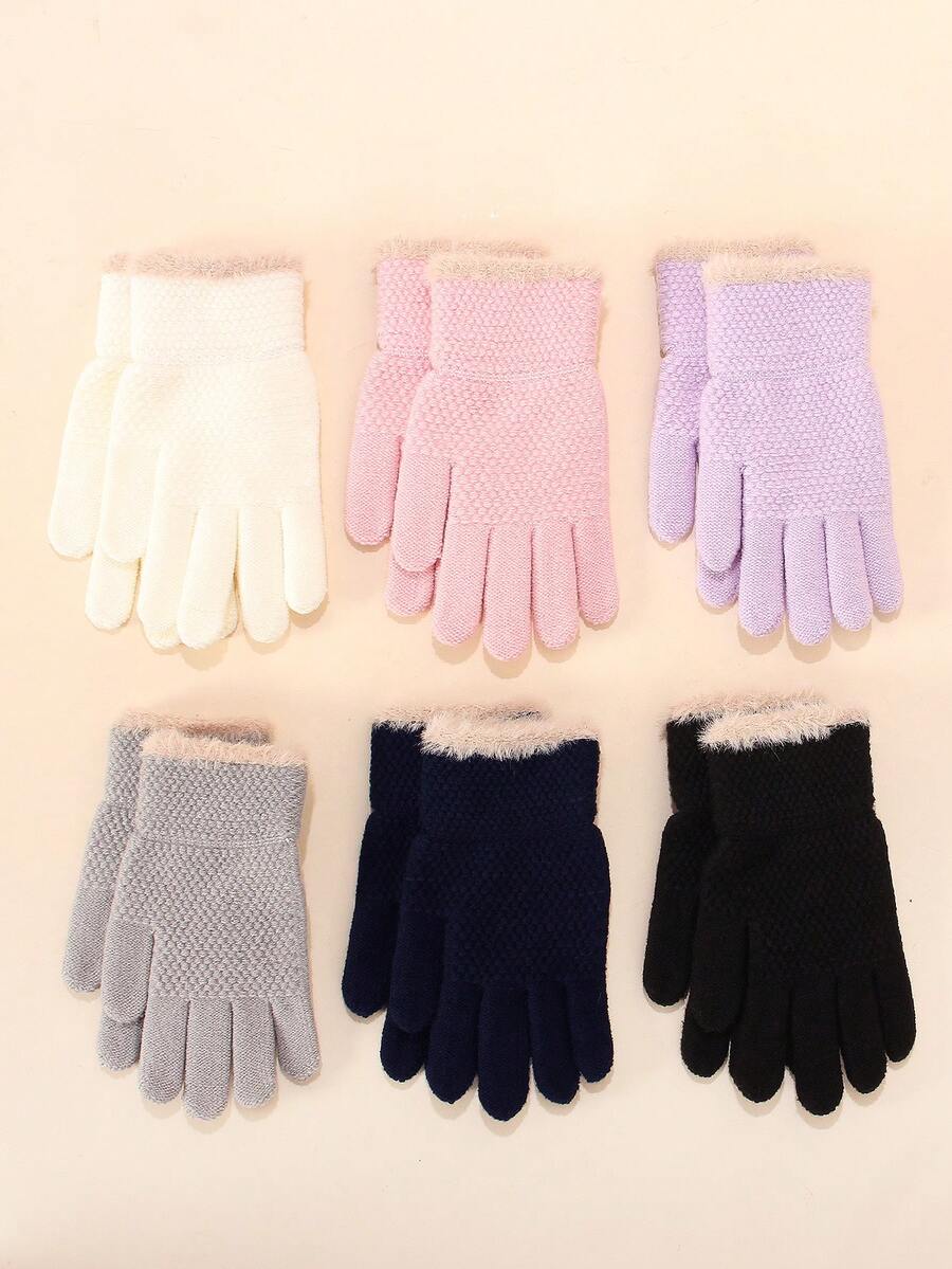 1 Pair Children Knitted Fingerless Gloves With Fringes, Warm Woolen Mittens For Boys & Girls, Autumn And Winter, Suitable For Students Outdoor